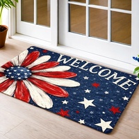 Tapis de bienvenue Kongyu Home Textiles 4 juillet, motif drapeau tournesol, tapis d'entrée rouge, blanc, bleu, étoiles, décoration vintage pour la maison, tapis de sol
