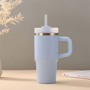 Car <b>Mug</b> Handle Travel 14oz Tumbler Insulated Stainless Steel Double Wall Cup Lid Straw Non-Slip - Product Image 2