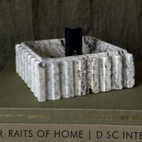 Stonekocc 15.5x15.5x5cm marbre pierre princesse coupe irrégulière carré poli écologique bol rétro doux décoration de la maison