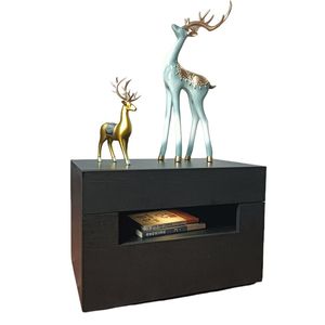 Mesita de Noche Minimalista de Madera Maciza Negra, Moderna, con Almacenamiento, Mueble para Dormitorio - Product Image 5