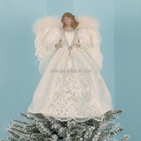 SOTE PVC 40CM Festival Ange Or Arbre De Noël Topper À La Main Ange Bureau Décoration De Noël avec Ailes En Métal