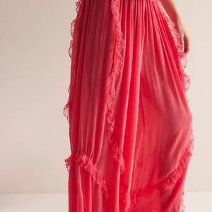 กางเกงขายาวทรงหลวมสีพื้นแต่งระบายสุดเซ็กซี่สำหรับผู้หญิง สไตล์ลำลอง เหมาะสำหรับวันพักผ่อนริมชายหาด รับผลิตตามสั่ง ขายส่ง ราคาพิเศษ - Product Image 2