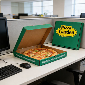 Boîte à pizza ventilée en carton enduit anti-graisse, portable, 12-14 pouces, en matériaux recyclés, pour la <span class=keywords><strong>livraison</strong></span> de restauration rapide - Product Image 4