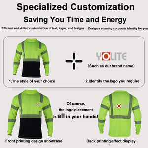 Yoliteワークウェアドライフィット3Mテープビューティーズ視認性女性FrブラックボトムHi Vis Viz Tシャツロングキッズ - Product Image 6