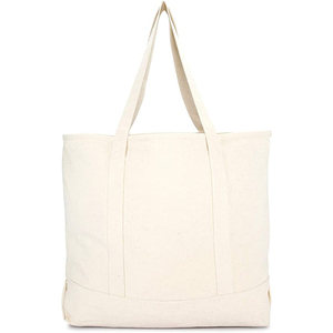 Sacs de courses réutilisables en coton, cabas de plage, blanc uni, fourre-tout en toile de coton avec logo imprimé - Product Image 4