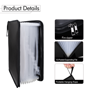 Yihuaxing A4 cầu vồng thư mục bìa đen phong bì với 24 túi dây kéo đóng cửa mở rộng kiểm tra Clip chống cháy thư mục tập tin - Product Image 2