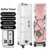 Sac de golf rigide transparent personnalisé en PC, étui de transport pour clubs de golf avec 4 roues universelles, serrure TSA, housse de voyage étanche pour clubs de golf
