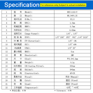 عدسة M5.5 EFL بزاوية واسعة ومساحة رؤية كبيرة، مقاس <span class=keywords><strong>1</strong></span>/<span class=keywords><strong>4</strong></span> بوصة و<span class=keywords><strong>1</strong></span>/5 بوصة، مستشعر 2 ميجابكسل، عدسة ثقب الإبرة الرفيعة، مسافة بؤرية قصيرة 8*8 مم، حامل عدسة للهاتف المحمول - Product Image 3