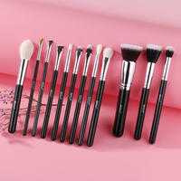 Ensemble professionnel de 12 pinceaux de maquillage noirs de haute qualité, pinceaux à poudre, à eye-liner, à fard à paupières, à fond de teint, taille de voyage luxueuse, petits pour les sourcils