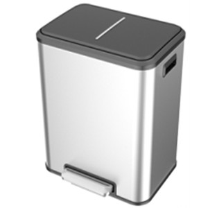 40L Stainless Steel Step-on Trash Can Indoor Pedal Bin Waste Bins For Recycling
