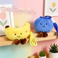 Porte-clés pendentif figurine en peluche de polyester à poils longs, motif myrtille créative, accessoire cadeau - Vente en gros 0-24