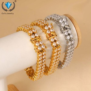 <span class=keywords><strong>Pulsera</strong></span> <span class=keywords><strong>de</strong></span> Joyería <span class=keywords><strong>de</strong></span> Lujo, <span class=keywords><strong>Pulsera</strong></span> <span class=keywords><strong>de</strong></span> Tenis <span class=keywords><strong>de</strong></span> Doble Hilera con Circonitas, Chapada en <span class=keywords><strong>Oro</strong></span> <span class=keywords><strong>de</strong></span> <span class=keywords><strong>18</strong></span> Quilates, Joyería <span class=keywords><strong>de</strong></span> Acero Inoxidable <span class=keywords><strong>de</strong></span> Alta Calidad - Product Image 1