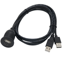 Câble USB 2.0 à double port vers Type C 3.1, coaxial, paire torsadée, gaine PVC, étanche, pour montage encastré sur tableau de bord de voiture