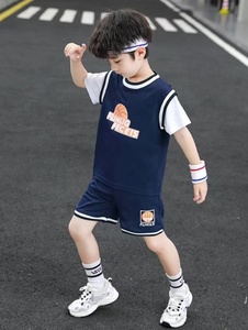 Nouvelle <span class=keywords><strong>tenue</strong></span> pour garçons-Maillot de basket-ball élégant pour bébés. Vêtements d'été légers à manches courtes pour enfants. - Product Image 2