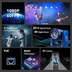 Phát trực tiếp Camera hội nghị 20x <span class=keywords><strong>PTZ</strong></span> ai theo dõi camera NDI và bộ điều khiển cần điều khiển <span class=keywords><strong>4D</strong></span> để phát trực tuyến Nhà thờ - Product Image 3