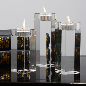 Honor of Crysal Wedding Party K9 Crystal Tealight Candle <strong>Holder</strong> Jars Square Glass Candle Container <strong>Candlestick</strong> <strong>Holders</strong> - Product Image 6