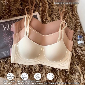 Sans couture couleur unie brillant russe petite poitrine Push-Up améliorant bretelles ajustées respirant sans fil soutien-gorge femmes une pièce haute - Product Image 3