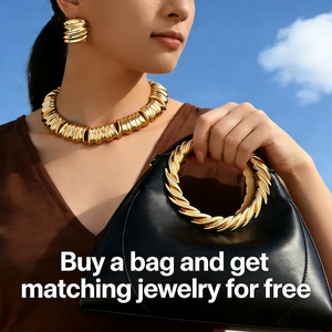 Borsa di Lusso in Pelle PU Nera 2026 con Set di Gioielli Dorati - Acquista la Borsa e Ricevi Gratuitamente Collana e Orecchini Abbinati - Product Image 2