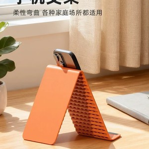 Silicone Folding Phone <b>Stand</b> Orange Adjustable Foldable Mobile Phone Holder Desktop Mount <b>For</b> <b>Tablet</b> And Smartphone Use - Product Image 4
