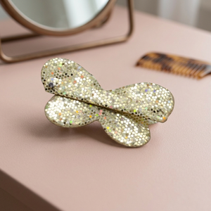 Pince à cheveux nœud papillon scintillant style doux pour femme, avec sangle à lettres de 8 mm personnalisable, accessoire de mode pour fête, haute qualité - Product Image 3