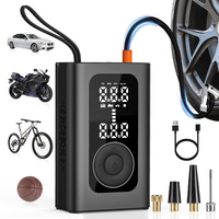 Compresseur d'air portable pour pneus de voiture et de vélo avec moniteur de pression des pneus à affichage numérique, lumière d'urgence et arrêt automatique