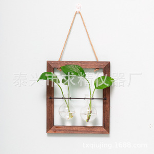 <b>Wall</b> Mounted Hydroponic Plant <b>Display</b> Frame Wooden Rectangle With U Shaped Pole For Indoor Decoration - Product Image 3