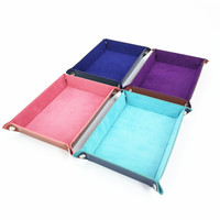 Plateau de rangement pliable rectangulaire en cuir laser et cuir tanné noyer gris pour accessoires de table/bureau
