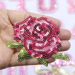 Nouveaux patchs thermocollants à sequins de 6,5 cm (2,55 pouces) avec bordure rose, or et argent, lettres et chiffres scintillants - Product Image 6