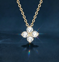 Collier en argent sterling 925 avec trèfle à quatre feuilles et moissanite pour femme, chaînes fines tendance, bijoux en moissanite, cadeau
