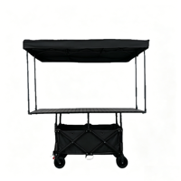 Chariot de camping pliable à quatre roues avec table réglable en hauteur et toit pare-soleil pour le shopping et le stockage, OEM disponible