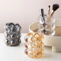Ensemble décoratif de bureau de style européen en verre cristal créatif, porte-bougies, porte-stylos et organiseur de pinceaux de maquillage, vente en gros