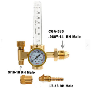 Réducteur de pression d'argon tout en cuivre WQ001 0-15 Psi avec débitmètre pour la régulation du gaz de soudage - Product Image 4