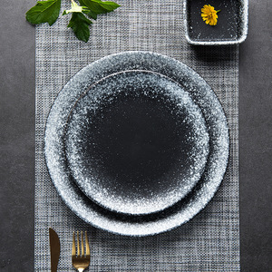 Hotel Restaurants Design japonais Vaisselle en céramique de <span class=keywords><strong>6</strong></span> pouces Plats ronds Assiettes à steak sous assiette en grès émaillé - Product Image 6