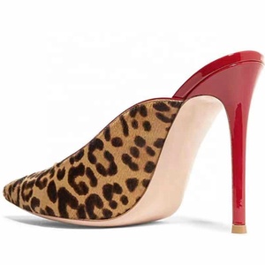 Sandalias de tacón alto fino con estampado de leopardo para mujer, zapatos de vestir de verano con punta en pico, sin cordones, para uso diario, estilo moderno - Product Image 5