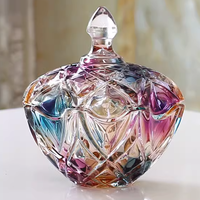 Pot à bonbons en verre cristal européen avec couvercle Rangement ménager Boîte à bonbons créative Petit pot à sucre exquis