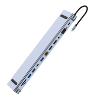 Adaptador HUB USB 3.0 Tipo-C 12 en 1, Estación de Acoplamiento Compatible con HDMI Dual 4K, Hub USB con Rj45, VGA, Audio, SD, TF, PD 100W, en Stock