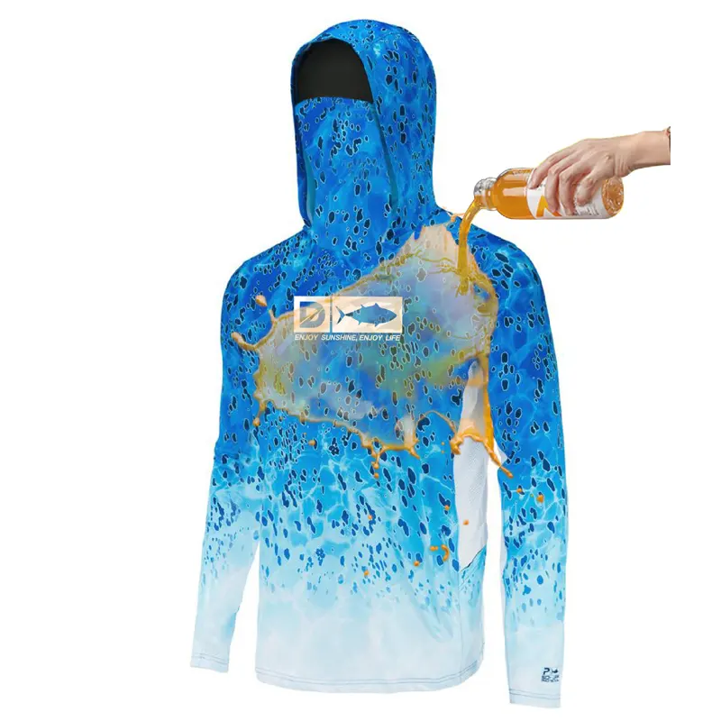 Custom Upf 50+ Waterproof fabric long sleeve fishing shirts uv protection Men waterproof t shirt fishing hoodie