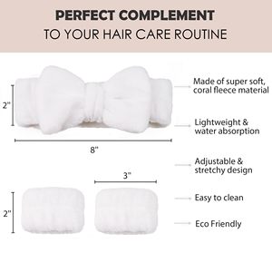 Ensemble de bandeaux de spa en flanelle personnalisables avec logo, antidérapants, pour Noël, pour le visage et les cheveux, bandeaux ajustables pour femmes - Product Image 3