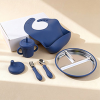 Vaisselle, bol à ventouse, tasse à bec, cuillère, personnalisé, acier inoxydable 304, assiette à ventouse en silicone, ensemble d'alimentation pour bébé