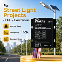 Contrôleur solaire Sukite Precise MPPT 1280 12V 15A 80W avec capteur de lumière intégré pour projet d'éclairage extérieur