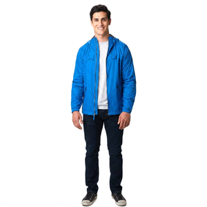 <b>Men's</b> Breathable Hooded Windbreaker <b>Jacket</b> with Front Logo for Outdoor Running Camping Hiking <b>Bike</b> Sport New Arrival Full Zip - Product Image 1