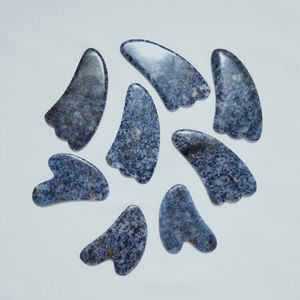 Bricolage Blue Spot Jade <span class=keywords><strong>Gua</strong></span> <span class=keywords><strong>Sha</strong></span> grattage outil de Massage pierre Guasha planches v forme visage masseur bien-être cristal - Product Image 2