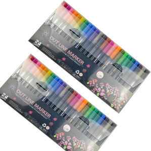 Glitter Art Markers Craft Tekenset 12 Kleuren Niet-toxisch Dubbele Kleuren Contourmarkers Hot Selling - Product Image 5