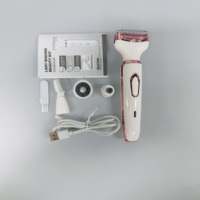 Tondeuse Électrique Rechargeable Confortable pour la Peau, Utilisation Humide et Sèche, Mini Épilateur 4 Têtes Interchangeables, Tondeuse Bikini
