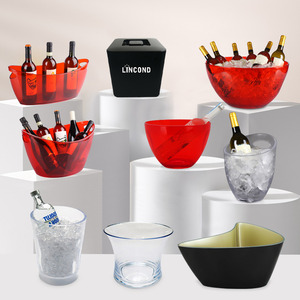 Lincond Xô Đá Nhựa Acrylic Màu Đỏ Trong Suốt 12 Lít Logo Tùy Chỉnh Khuyến Mãi 3,5L 8L 10L Cho Thùng Rượu Sâm Banh - Product Image 1