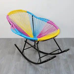 Mecedora redonda de ratán colorida para exterior, silla en forma de huevo para bebé