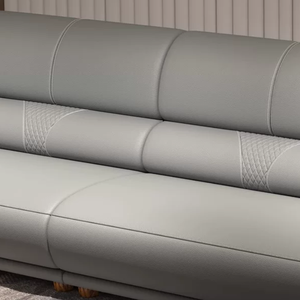 Customizable European Design Genuine Leather L-Shaped Sectional <b>Sofa</b> Set Wood <b>Legs</b> Curved Arms-Comfortable Furniture Set - Product Image 6