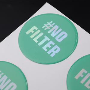 ملصقات إيبوكسي ثلاثية الأبعاد دائرية مع طباعة هولوغرام وشعار مخصص بتصميم ملون على شكل وردة - Product Image 2