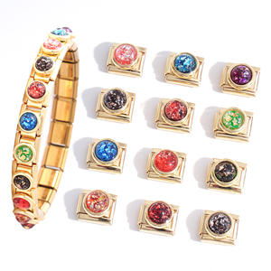 Новая Мода в наличии драгоценный камень итальянский Шарм браслет звено из нержавеющей стали золотой камень рождения 9 мм итальянский Шарм - Product Image 4