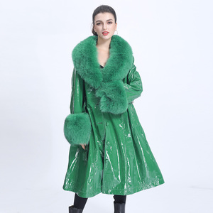 <span class=keywords><strong>Trench</strong></span> donna in vera pelliccia di alta qualità con finiture lunghe in pelliccia - Product Image 1
